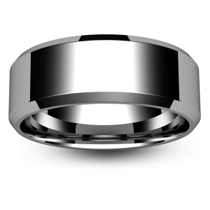 Flat Court Chamfered Edge - 8mm (CEI8-w) White Gold Wedding Ring